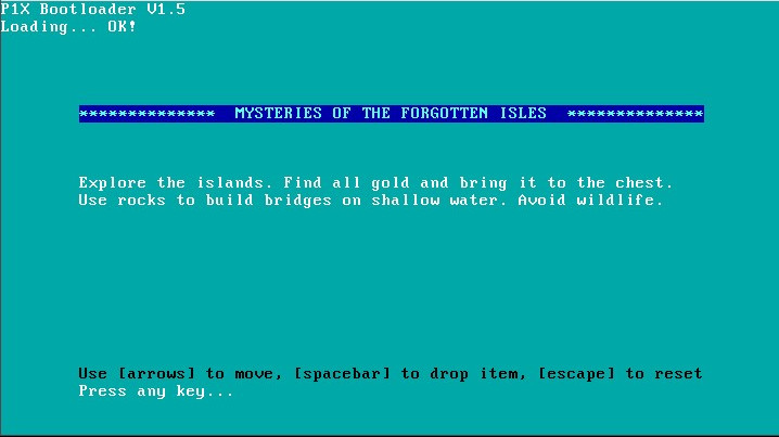 Screenshot bootloader of Forgotten Isles game.